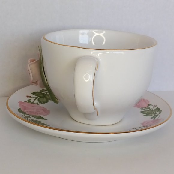 Teleflora Dining Tea Cup And Saucer Teleflora Gift Pink Rose Poshmark